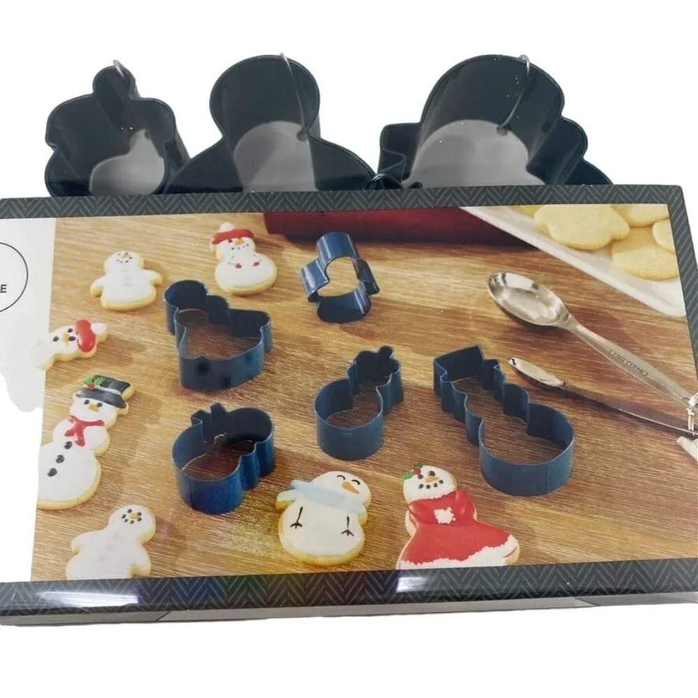 Threshold 5 Piece Snowman Family Cookie Cutters Holiday Stainless Steel NIB